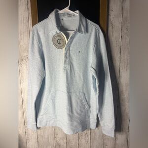 NWT Criquet Sweatshirt Mens S Blue Fleece Lined Polo Rugby Long Sleeve Sweater